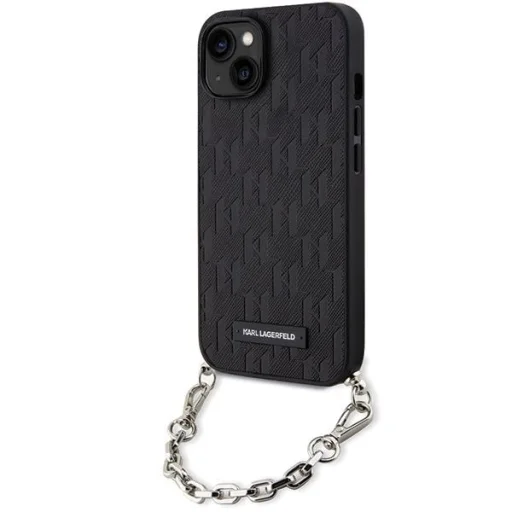 Karl Lagerfeld KLHCP14SSACKLHPK iPhone 14 6.1" fekete/fekete kemény tok Saffiano Monogram Chain - 1