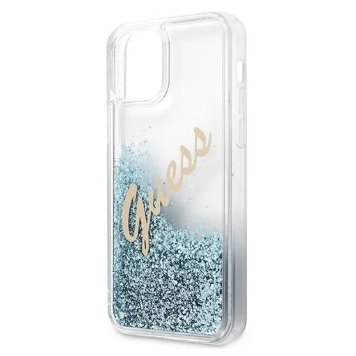 Guess GUHCP12SGLVSBL iPhone 12 mini 5.4" kék/kék kemény tok Glitter Vintage Script - 6