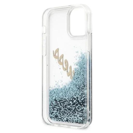 Guess GUHCP12SGLVSBL iPhone 12 mini 5.4" kék/kék kemény tok Glitter Vintage Script - 7