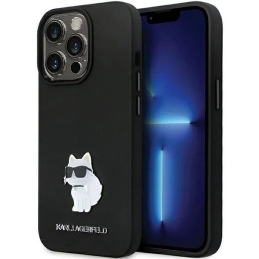 Karl Lagerfeld KLHCP14XSMHCNPK tok iPhone 14 Pro Max 6.7" - fekete szilikon C fém tűvel - 1