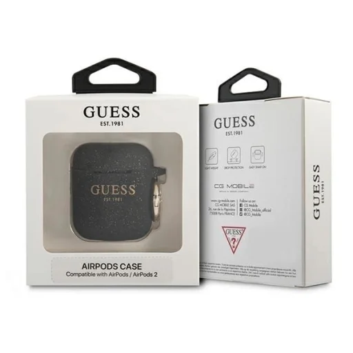 Guess GUA2SGGEK AirPods tok fekete/fekete Szilikon Csillogó - 3