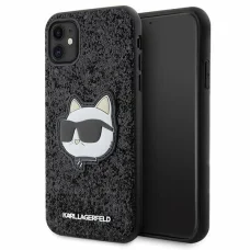 Karl Lagerfeld KLHCN61G2CPK iPhone 11 6.1" fekete/fekete kemény tok Glitter Choupette Patch tok