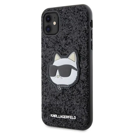 Karl Lagerfeld KLHCN61G2CPK iPhone 11 6.1" fekete/fekete kemény tok Glitter Choupette Patch tok - 2