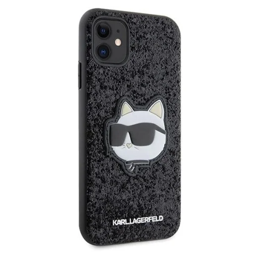 Karl Lagerfeld KLHCN61G2CPK iPhone 11 6.1" fekete/fekete kemény tok Glitter Choupette Patch tok - 4