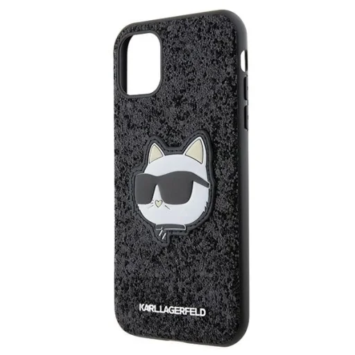 Karl Lagerfeld KLHCN61G2CPK iPhone 11 6.1" fekete/fekete kemény tok Glitter Choupette Patch tok - 6