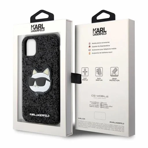 Karl Lagerfeld KLHCN61G2CPK iPhone 11 6.1" fekete/fekete kemény tok Glitter Choupette Patch tok - 8