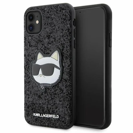 Karl Lagerfeld KLHCN61G2CPK iPhone 11 6.1" fekete/fekete kemény tok Glitter Choupette Patch tok - 1