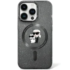 Karl Lagerfeld KLHMN61HGKCNOK iPhone 11 6,1" fekete/fekete kemény tok Karl&Choupette Csillámpor MagSafe tok