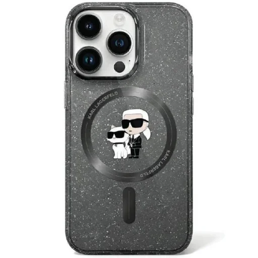 Karl Lagerfeld KLHMN61HGKCNOK iPhone 11 6,1" fekete/fekete kemény tok Karl&Choupette Csillámpor MagSafe tok - 1