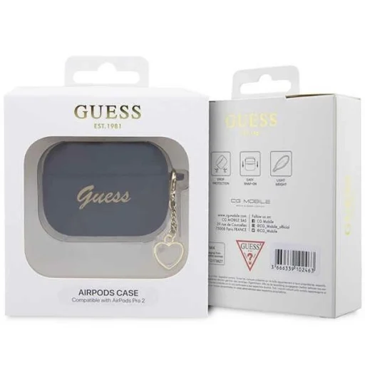 Guess GUAP2LSCHSK AirPods Pro 2 tok fekete/fekete Szilikon Charm Heart Kollekció - 7