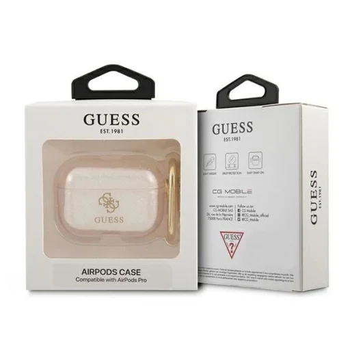 Guess GUAPUCG4GD AirPods Pro tok arany/arany Glitter Collection - 3