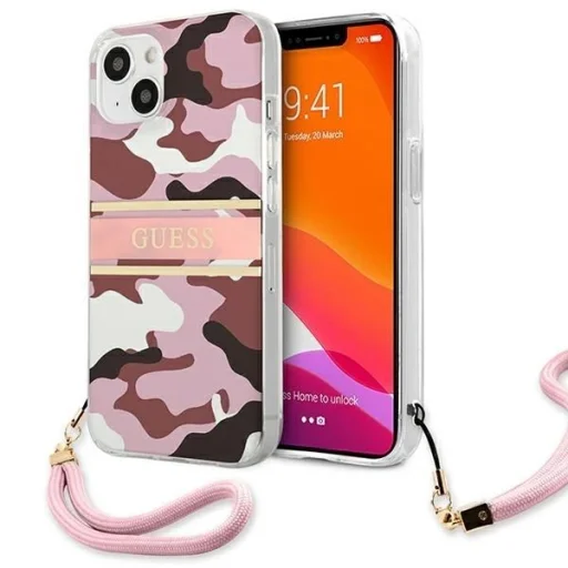 Guess GUHCP13SKCABPI iPhone 13 mini 5.4" pink/pink Camo Strap Collection tok - 1