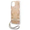 Guess GUHCP13SHFLSD iPhone 13 mini 5.4" arany/arany kemény tok Flower Strap tok thumbnail