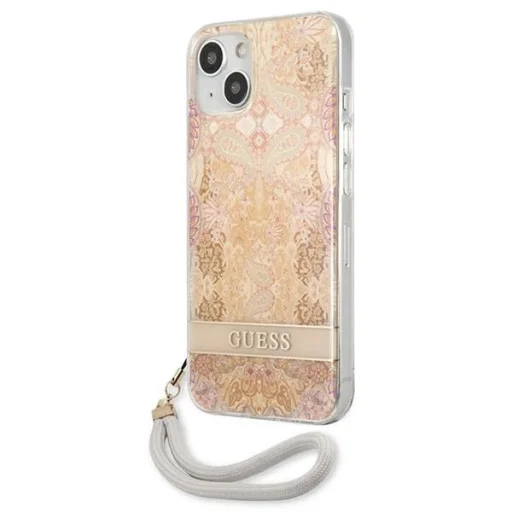 Guess GUHCP13SHFLSD iPhone 13 mini 5.4" arany/arany kemény tok Flower Strap tok - 2