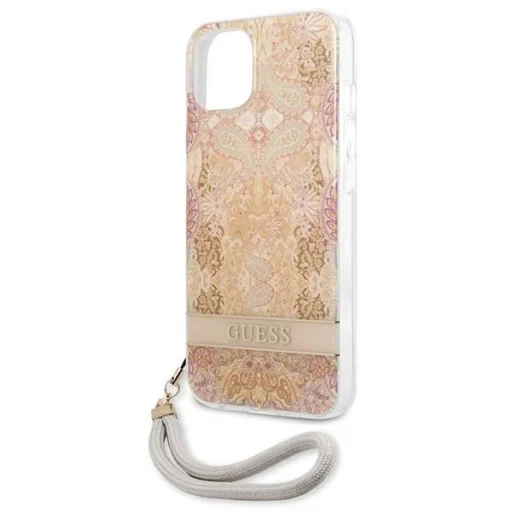 Guess GUHCP13SHFLSD iPhone 13 mini 5.4" arany/arany kemény tok Flower Strap tok - 6