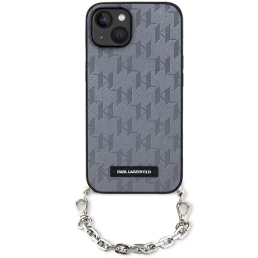 Karl Lagerfeld KLHCP14SSACKLHPG iPhone 14 6.1" ezüst/ezüst keménytok Saffiano Monogram Chain tok - 2