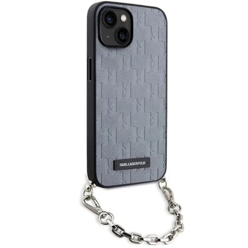 Karl Lagerfeld KLHCP14SSACKLHPG iPhone 14 6.1" ezüst/ezüst keménytok Saffiano Monogram Chain tok - 3