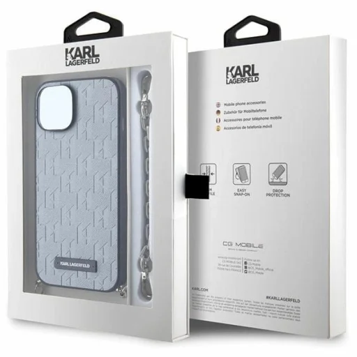 Karl Lagerfeld KLHCP14SSACKLHPG iPhone 14 6.1" ezüst/ezüst keménytok Saffiano Monogram Chain tok - 7