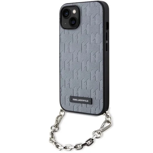Karl Lagerfeld KLHCP14SSACKLHPG iPhone 14 6.1" ezüst/ezüst keménytok Saffiano Monogram Chain tok - 1