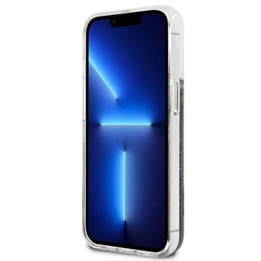 Guess GUHCP13SLFLSB iPhone 13 mini 5.4" kék/kék keménytok Flower Liquid Glitter tok - 5