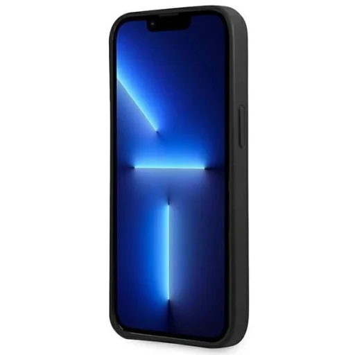 Guess GUHCP13SPSATLK iPhone 13 mini 5,4" fekete / fekete keménytok SaffianoTriangle Logo tok - 5