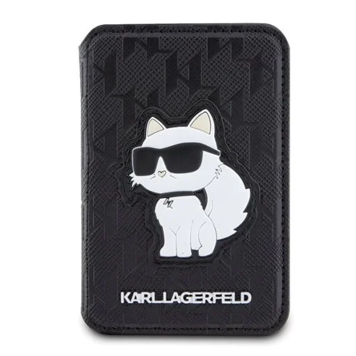 Karl Lagerfeld KLWMSPSAKHCK Fliptok Kártyatartó Állvány Saffiano Monogram Choupette MagSafe tok - fekete - 3