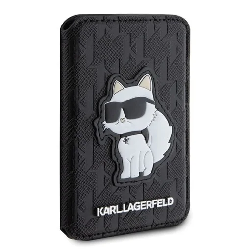 Karl Lagerfeld KLWMSPSAKHCK Fliptok Kártyatartó Állvány Saffiano Monogram Choupette MagSafe tok - fekete - 4