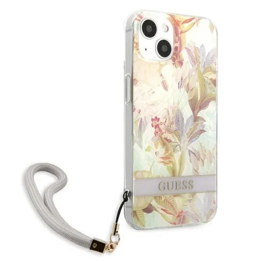 Guess GUHCP13SHFLSU iPhone 13 mini 5.4" lila/lila keménytok Flower Strap - 4
