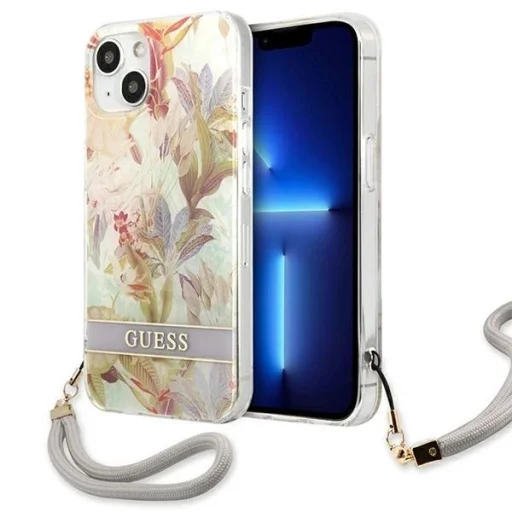 Guess GUHCP13SHFLSU iPhone 13 mini 5.4" lila/lila keménytok Flower Strap - 1