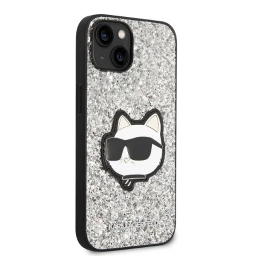 Karl Lagerfeld KLHCP14MG2CPS iPhone 14 Plus 6.7" ezüst/ezüst kemény tok Glitter Choupette Patch tok - 4