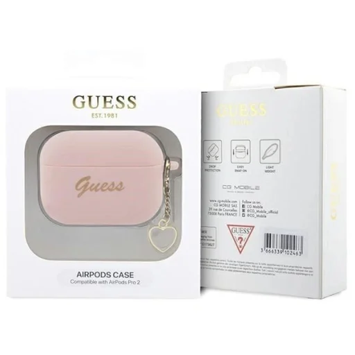Guess GUAP2LSCHSP AirPods Pro 2 tok rózsaszín/rózsaszín Szilikon Charm Heart Kollekció - 4