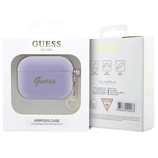 Guess GUAP2LSCHSU AirPods Pro 2 tok lila/lila Szilikon Charm Heart Kollekció - 4