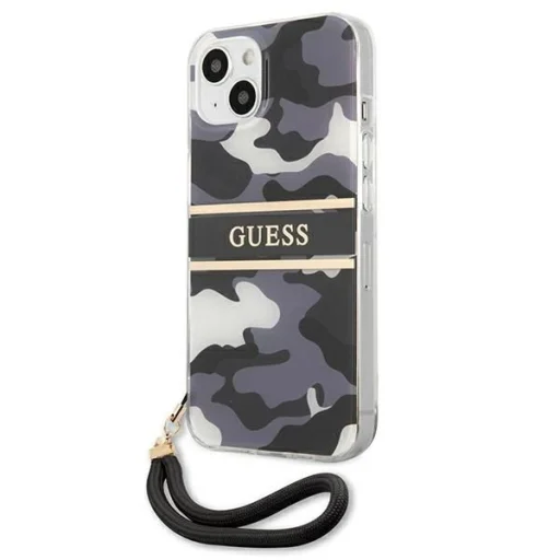Guess GUHCP13SKCABBK iPhone 13 mini 5.4" fekete/fekete kemény tok Camo Strap Collection - 2