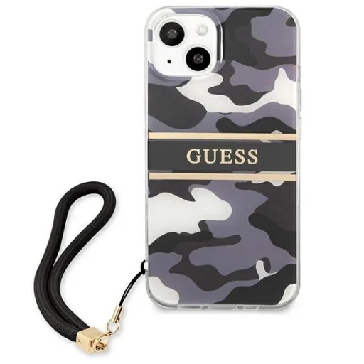 Guess GUHCP13SKCABBK iPhone 13 mini 5.4" fekete/fekete kemény tok Camo Strap Collection - 3