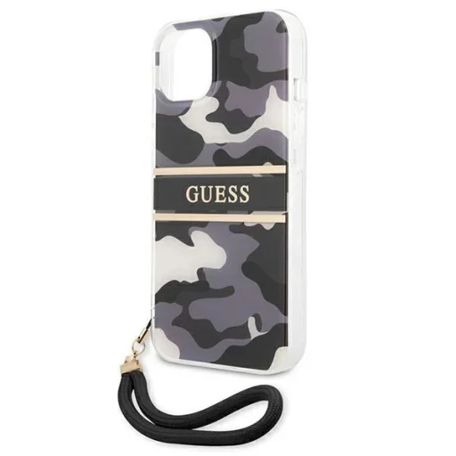 Guess GUHCP13SKCABBK iPhone 13 mini 5.4" fekete/fekete kemény tok Camo Strap Collection - 6