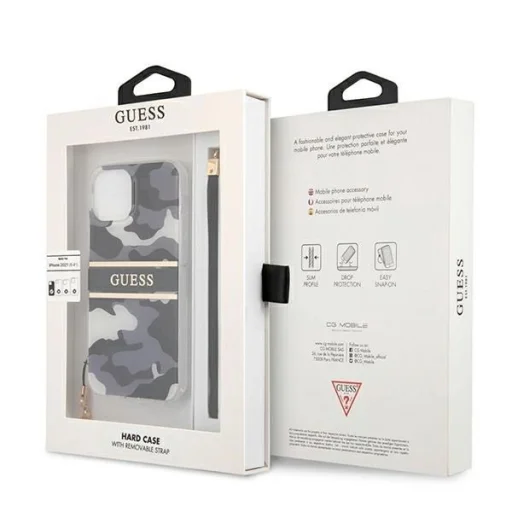 Guess GUHCP13SKCABBK iPhone 13 mini 5.4" fekete/fekete kemény tok Camo Strap Collection - 8