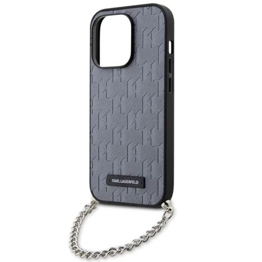 Karl Lagerfeld KLHCP14XSACKLHPG iPhone 14 Pro Max 6.7" ezüst/ezüst keménytok Saffiano Monogram Chain tok - 5