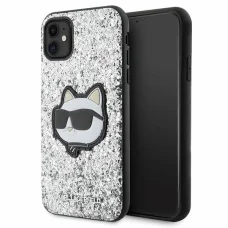 Karl Lagerfeld KLHCN61G2CPS iPhone 11 6.1" ezüst/ezüst kemény tok Glitter Choupette Patch tok