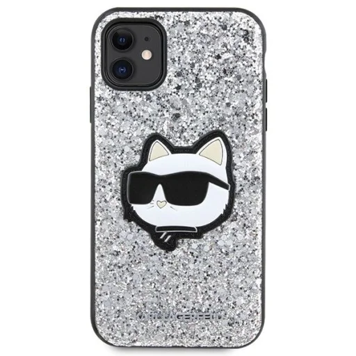 Karl Lagerfeld KLHCN61G2CPS iPhone 11 6.1" ezüst/ezüst kemény tok Glitter Choupette Patch tok - 3