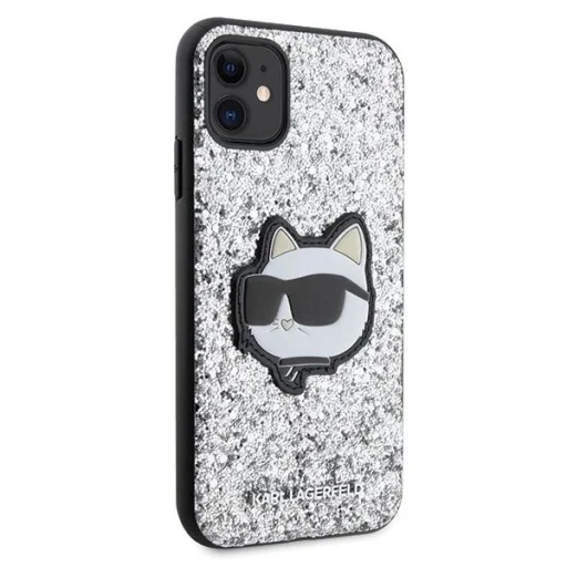 Karl Lagerfeld KLHCN61G2CPS iPhone 11 6.1" ezüst/ezüst kemény tok Glitter Choupette Patch tok - 4