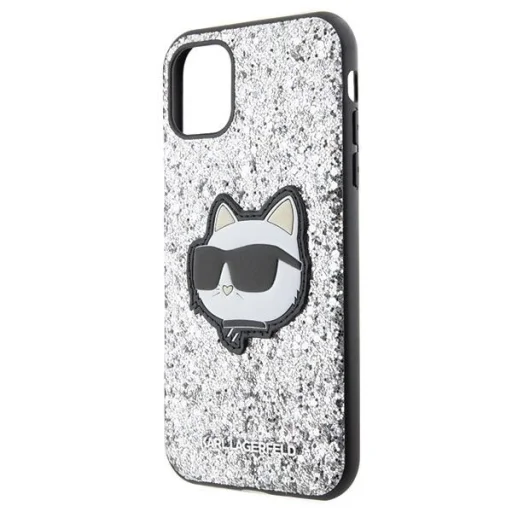 Karl Lagerfeld KLHCN61G2CPS iPhone 11 6.1" ezüst/ezüst kemény tok Glitter Choupette Patch tok - 6