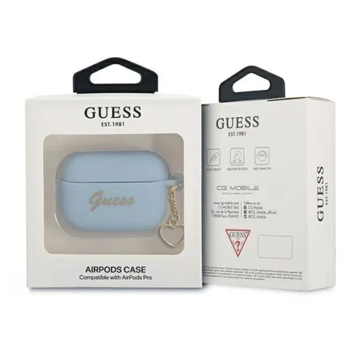 Guess GUAPLSCHSB AirPods Pro tok kék/kék szilikon Charm Heart kollekció - 3