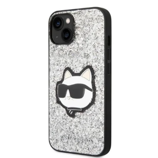 Karl Lagerfeld KLHCP14MG2CPS iPhone 14 Plus 6.7" ezüst/ezüst kemény tok Glitter Choupette Patch tok - 2