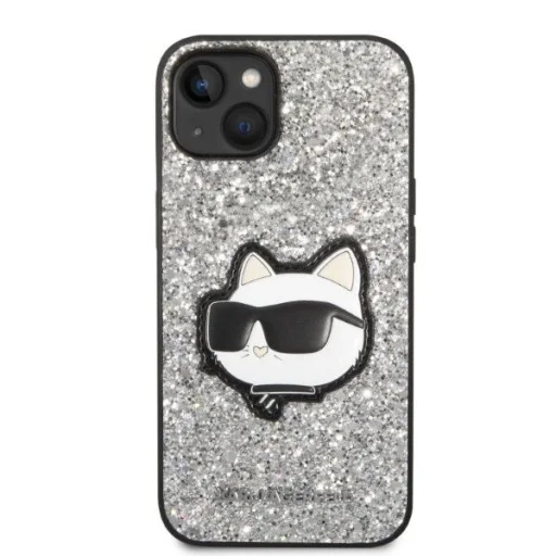 Karl Lagerfeld KLHCP14MG2CPS iPhone 14 Plus 6.7" ezüst/ezüst kemény tok Glitter Choupette Patch tok - 3