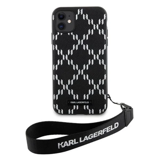 Karl Lagerfeld KLHCN61SAKLMBSK iPhone 11 6.1" fekete/fekete keménytok Monogram Losange Saffiano tok - 3