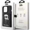 iPhone 15 Pro Karl Lagerfeld Saffiano Cardslots and Stand Monogram Ikonik Patch tok - fekete thumbnail