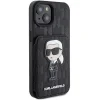  iPhone 15 Fekete Karl Lagerfeld Saffiano Cardslots és Állvány Monogram Ikonik Patch tok thumbnail