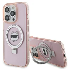  iPhone 15 Pro 6.1" pink/pink Karl Lagerfeld KLHMP15LHMRSCHP tok Ring Stand Choupette Head MagSafe