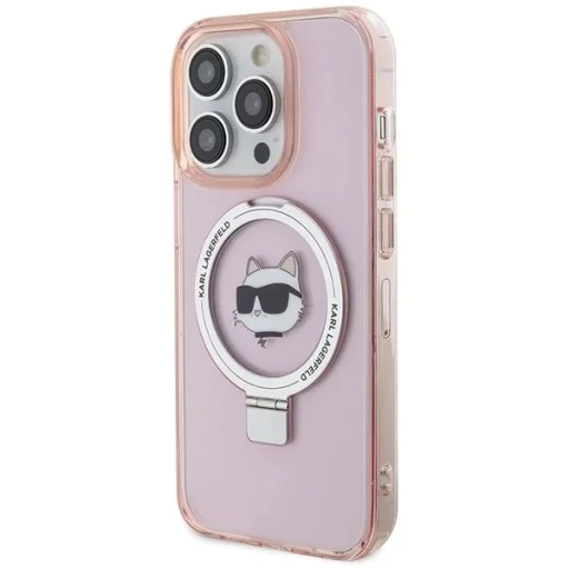  iPhone 15 Pro 6.1" pink/pink Karl Lagerfeld KLHMP15LHMRSCHP tok Ring Stand Choupette Head MagSafe - 2