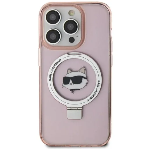  iPhone 15 Pro 6.1" pink/pink Karl Lagerfeld KLHMP15LHMRSCHP tok Ring Stand Choupette Head MagSafe - 3